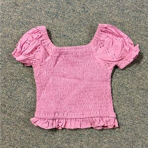 Rare Editions Pink Eyelet Puff Sleeve Blouse